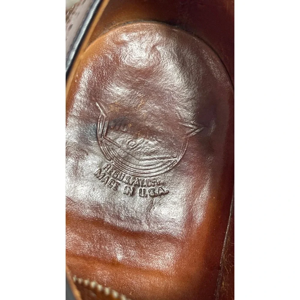 Vintage Coburne Square Brown Leather Wingtip Oxford Dress‎ Shoes Men's 9.5 D